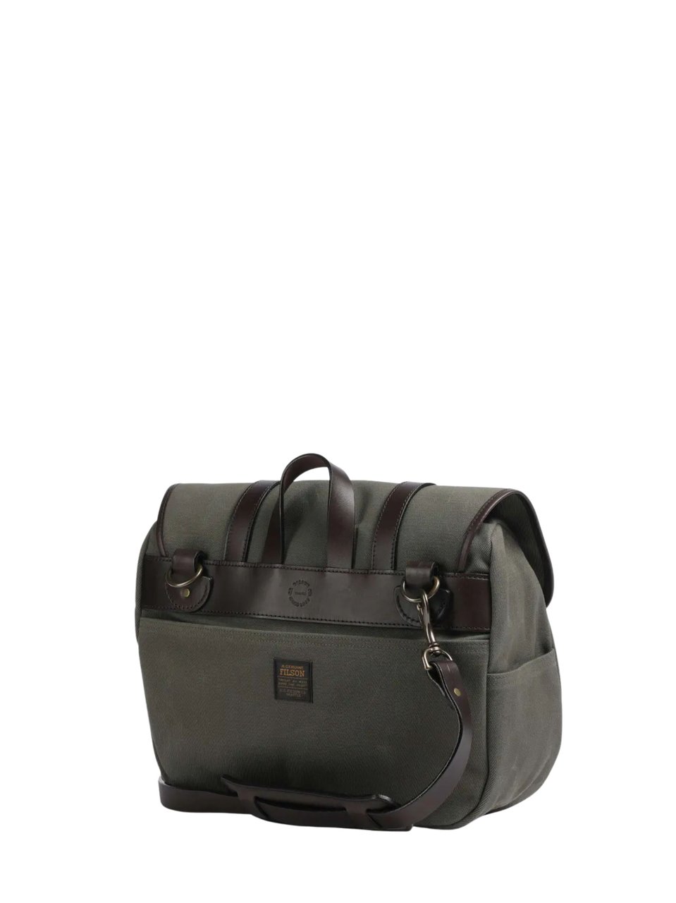 Filson Olive Twill Leather Strap Tote Bag Grijs