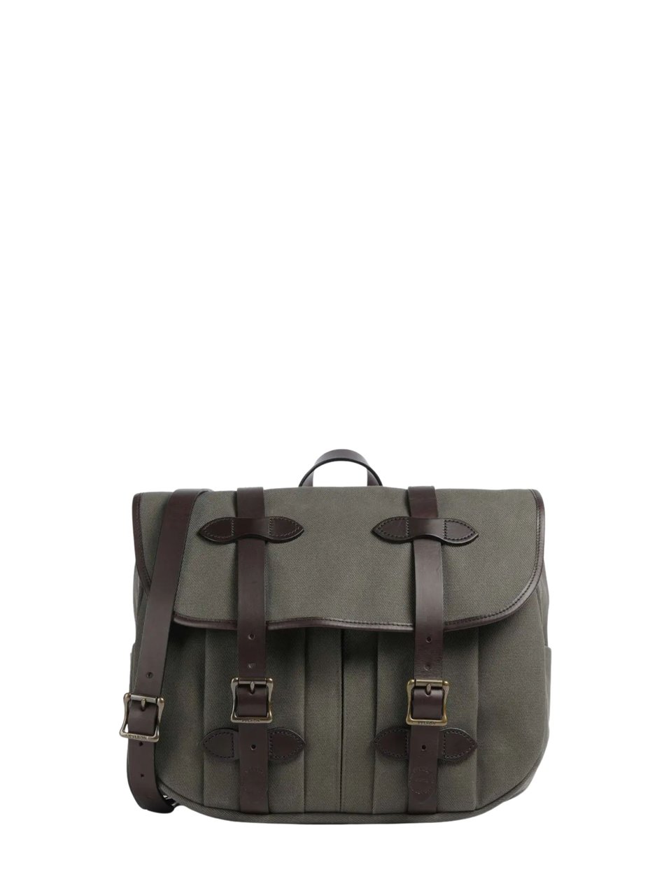 Filson Olive Twill Leather Strap Tote Bag Grijs