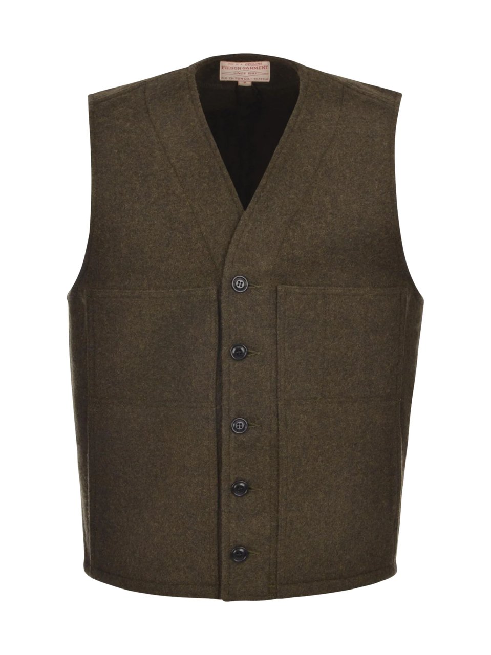 Filson Mackinaw Dark Green Wool Vest Zwart