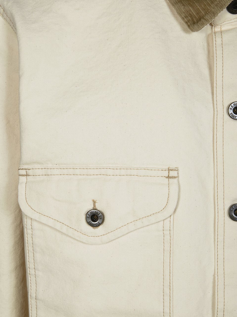 Filson Boxy Corduroy Collar Flap Pockets Shirt Neutraal