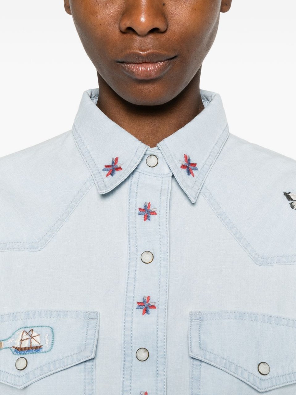 Filson Light Blue Embroidered Denim Shirt Wit