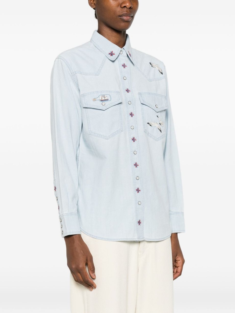 Filson Light Blue Embroidered Denim Shirt Wit