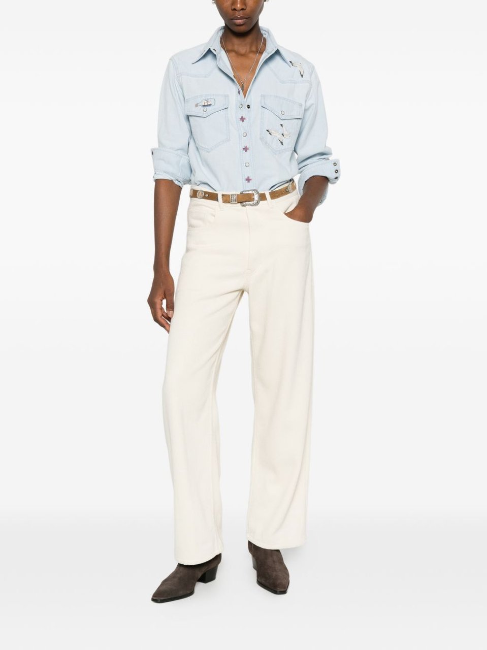 Filson Light Blue Embroidered Denim Shirt Wit