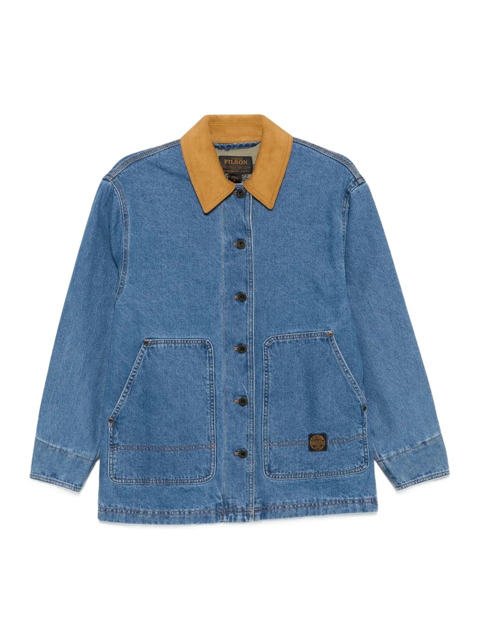 Filson Classic Blue Denim Tan Collar Jacket Blauw