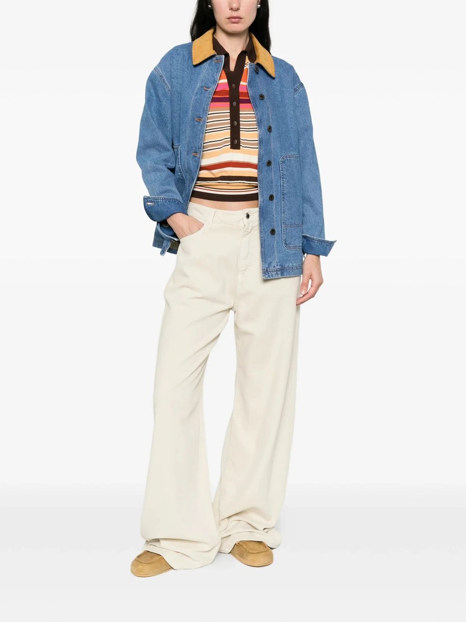 Filson Classic Blue Denim Tan Collar Jacket Blauw