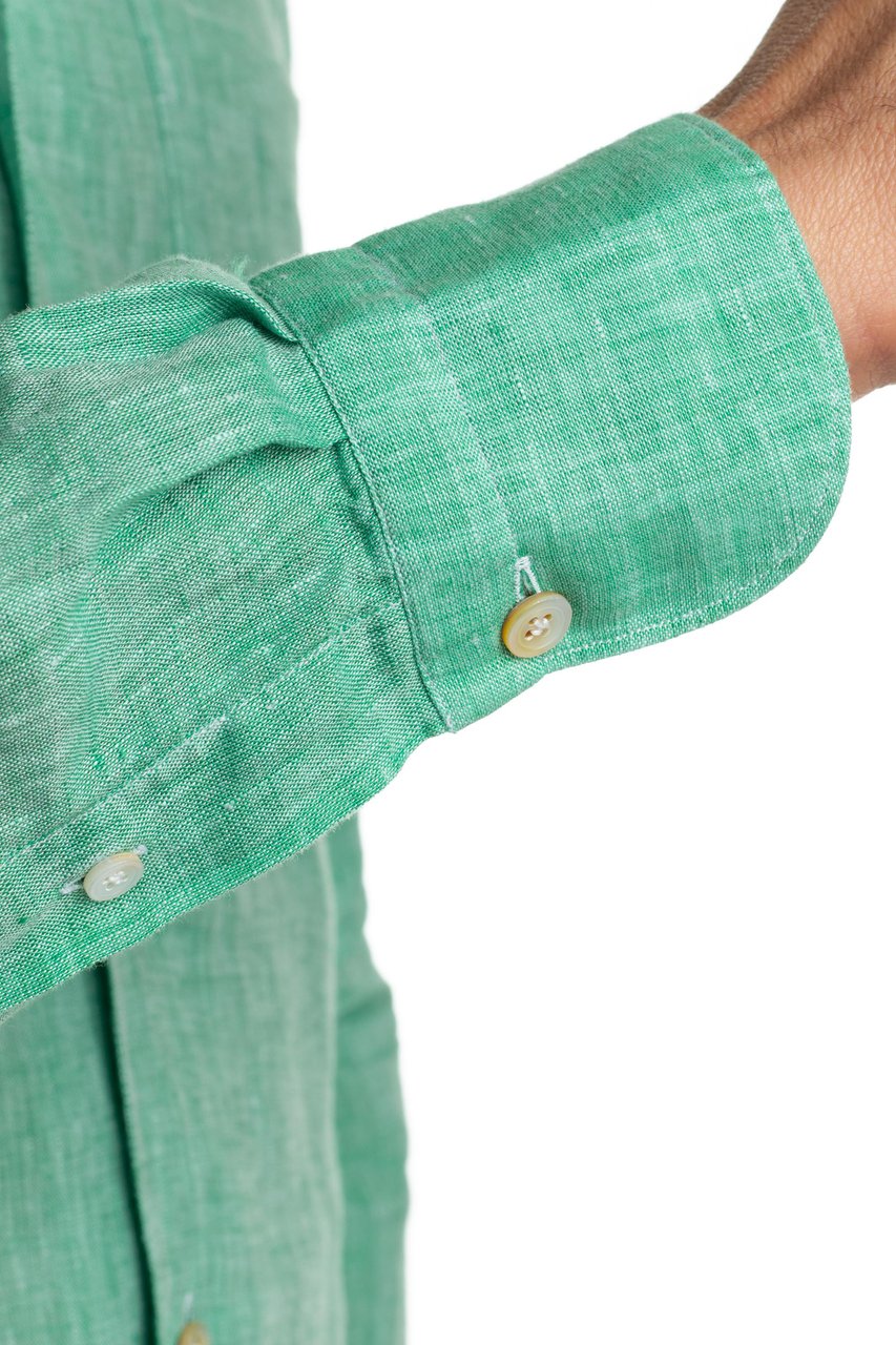 Finamore 1925 Napoli Linen Shirt with Paramontura Collar Neutraal