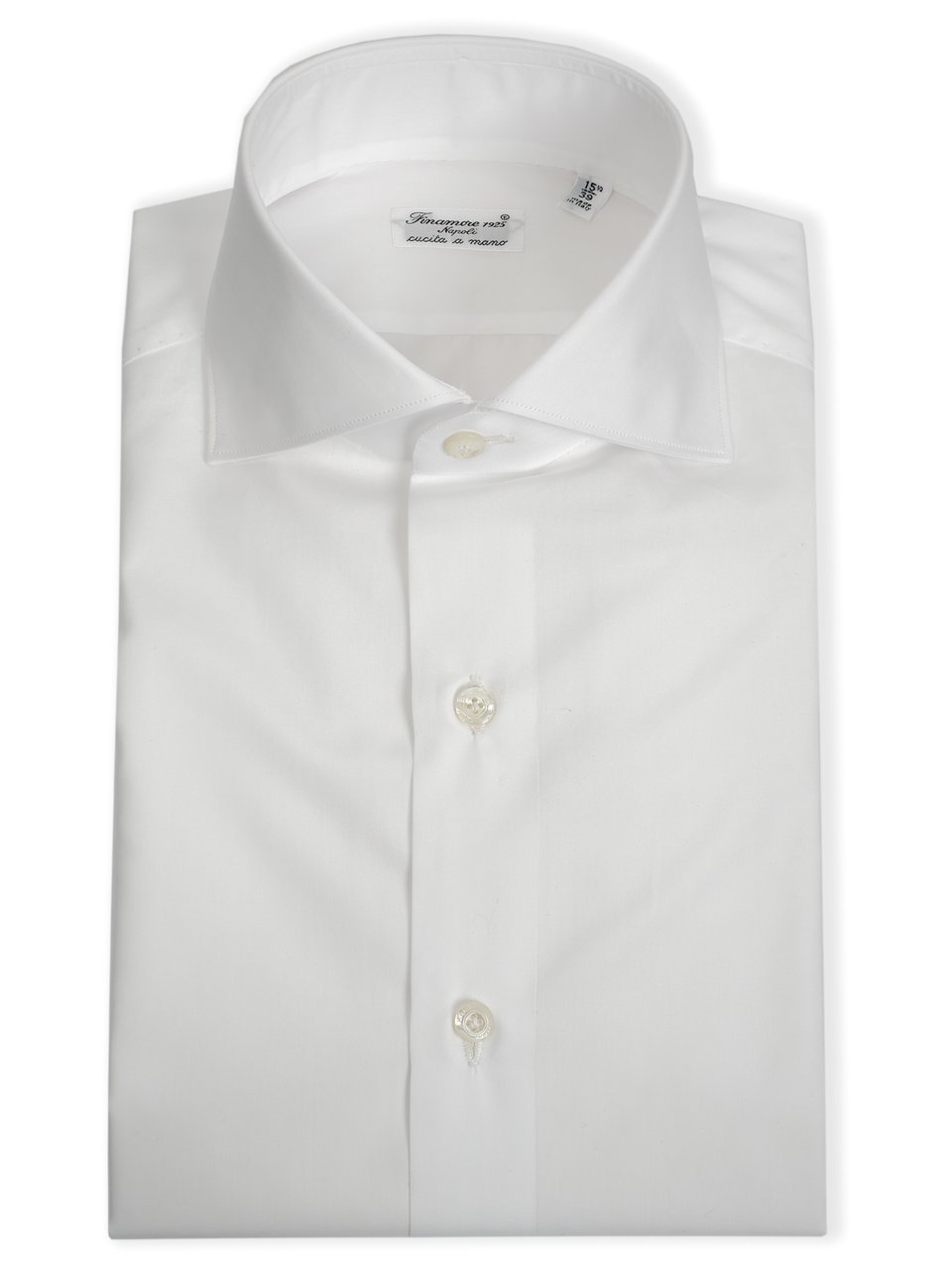 Finamore 1925 Napoli Double-Twisted Cotton Poplin Tailored Shirt Milano Line Wit