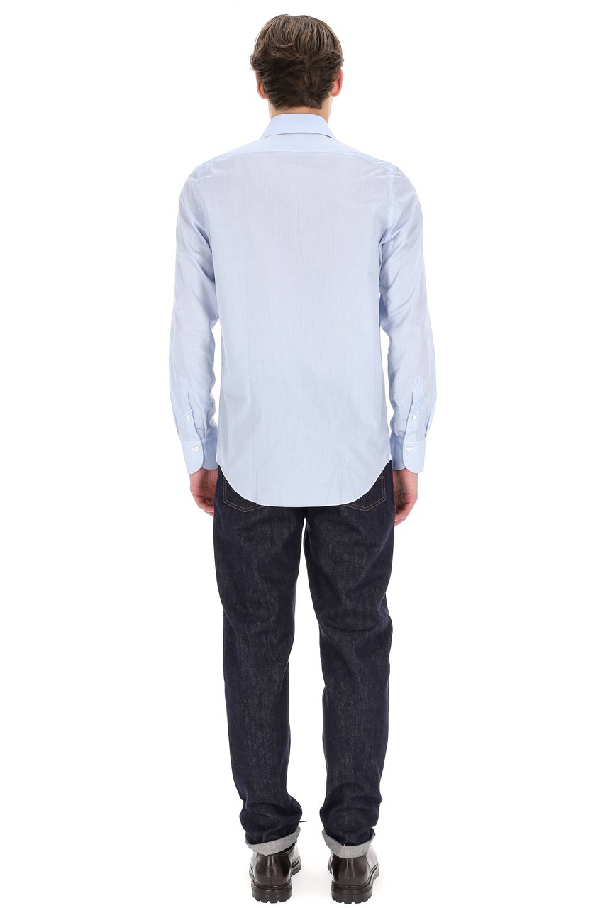 Finamore 1925 Napoli Giza 170’S Milano Micro-Check Cotton Tailored Shirt Wit