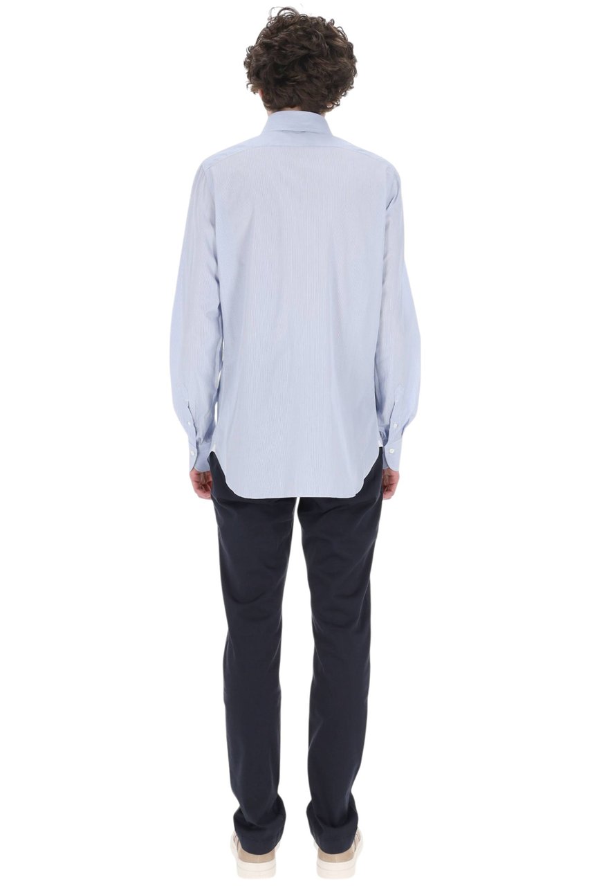 Finamore 1925 Napoli Striped 170/2 Cotton Casual Shirt Wit