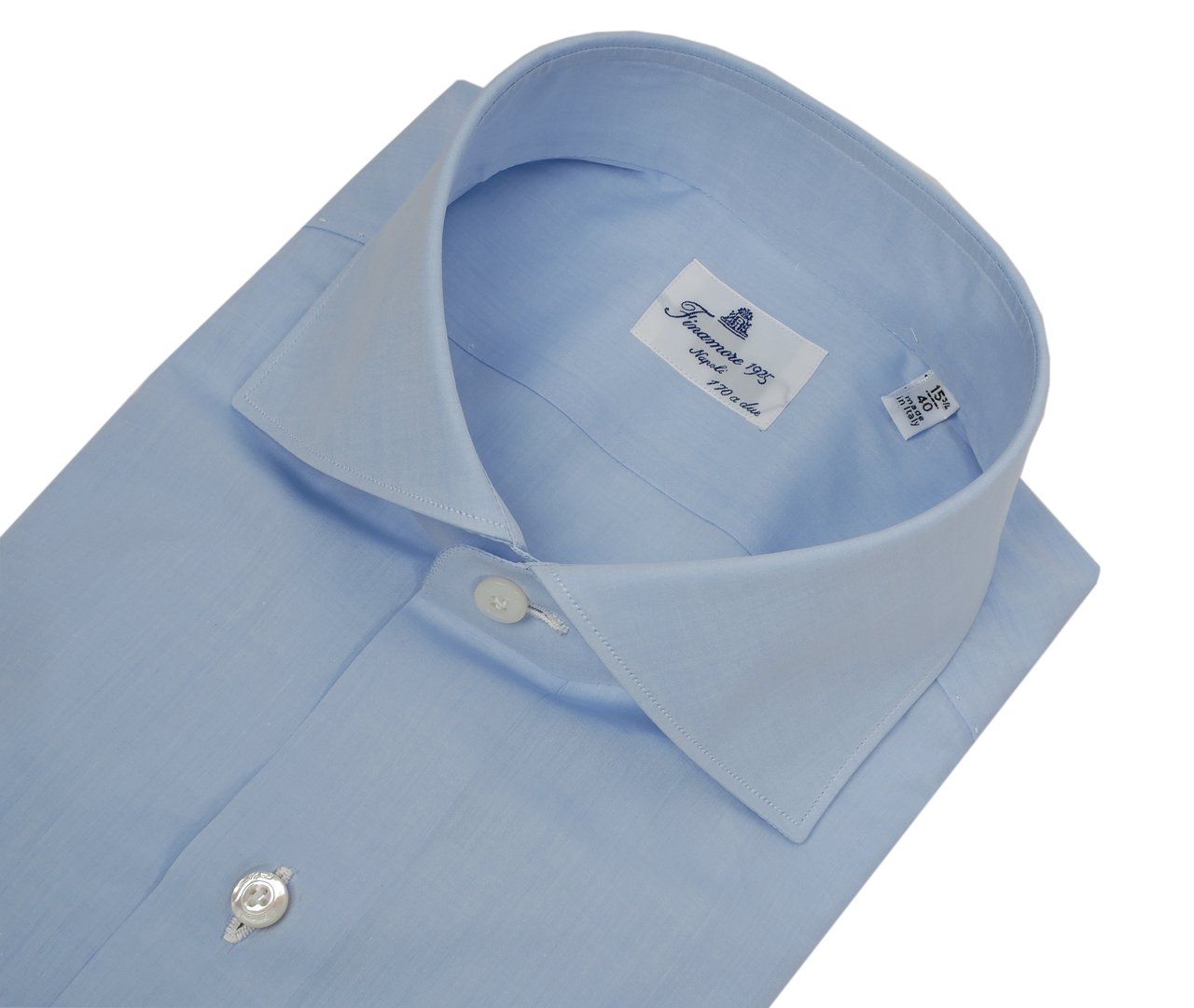 Finamore 1925 Napoli Giza 45 Cotton-Linen Tailored Shirt Blauw