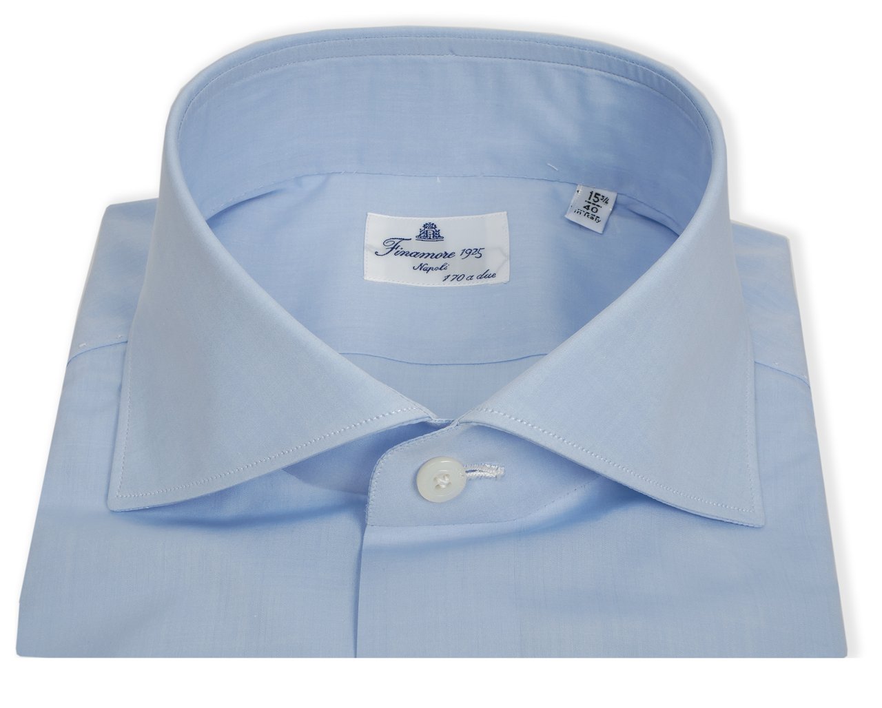 Finamore 1925 Napoli Giza 45 Cotton-Linen Tailored Shirt Blauw