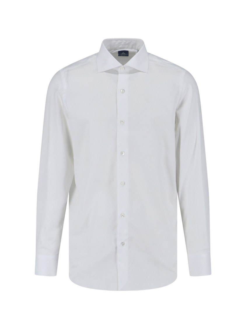 Finamore 1925 Napoli Timeless White Button-Down Shirt With Structured Collar Wit