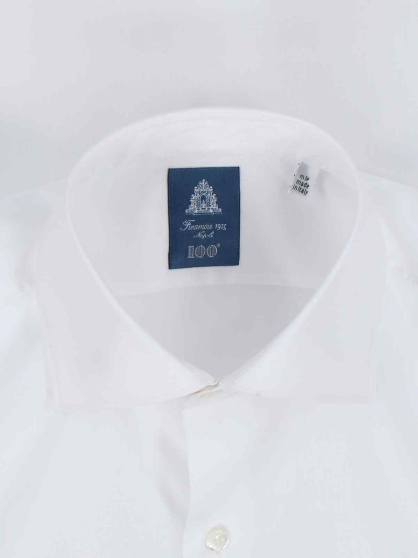 Finamore 1925 Napoli Timeless White Button-Down Shirt With Structured Collar Wit