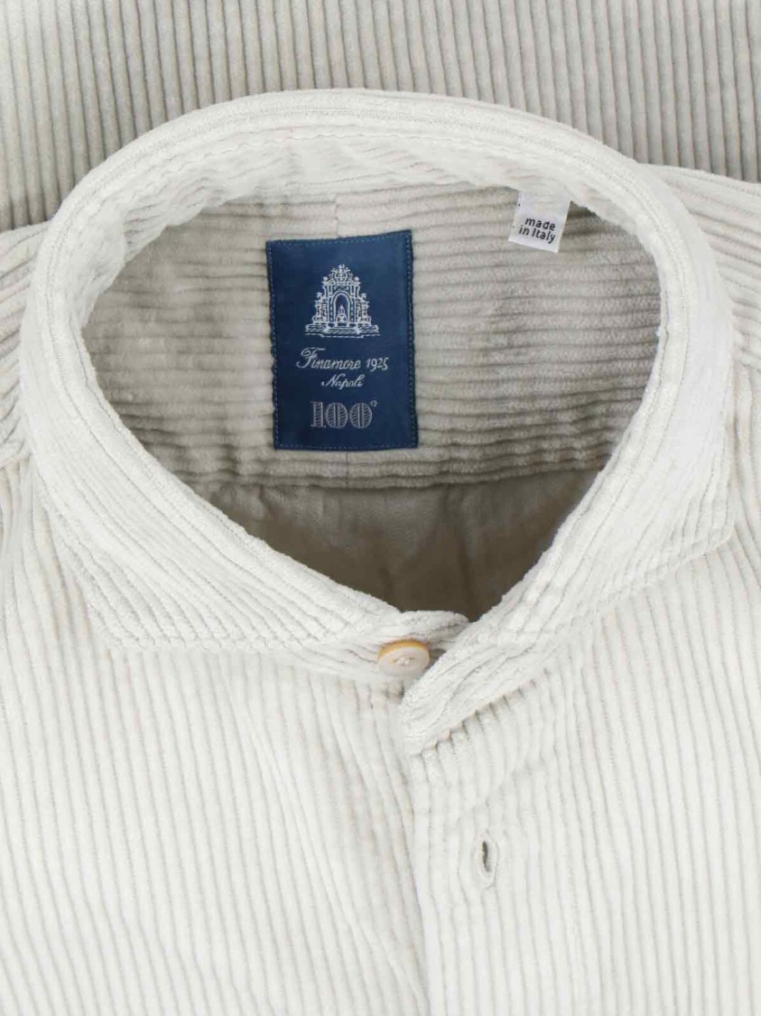 Finamore 1925 Napoli Minimalist Grey Shirt With Button-Down Front And Long Sleeves Grijs
