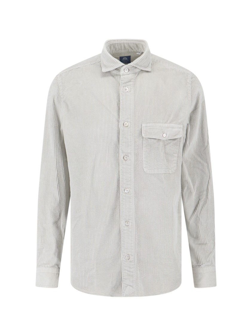 Finamore 1925 Napoli Minimalist Grey Shirt With Button-Down Front And Long Sleeves Grijs