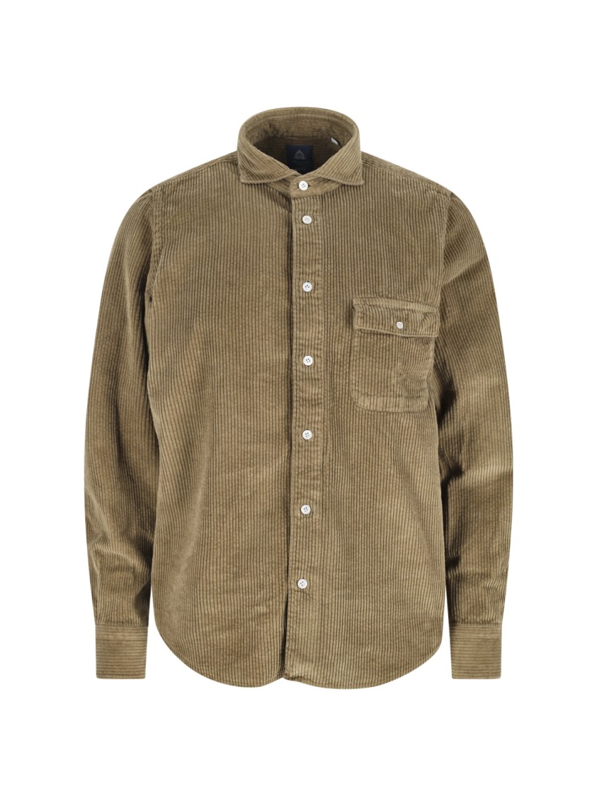Finamore 1925 Napoli Classic Brown Button-Down Shirt With Traditional Collar Bruin