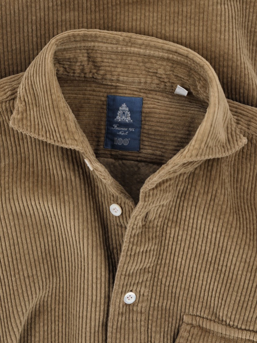 Finamore 1925 Napoli Classic Brown Button-Down Shirt With Traditional Collar Bruin