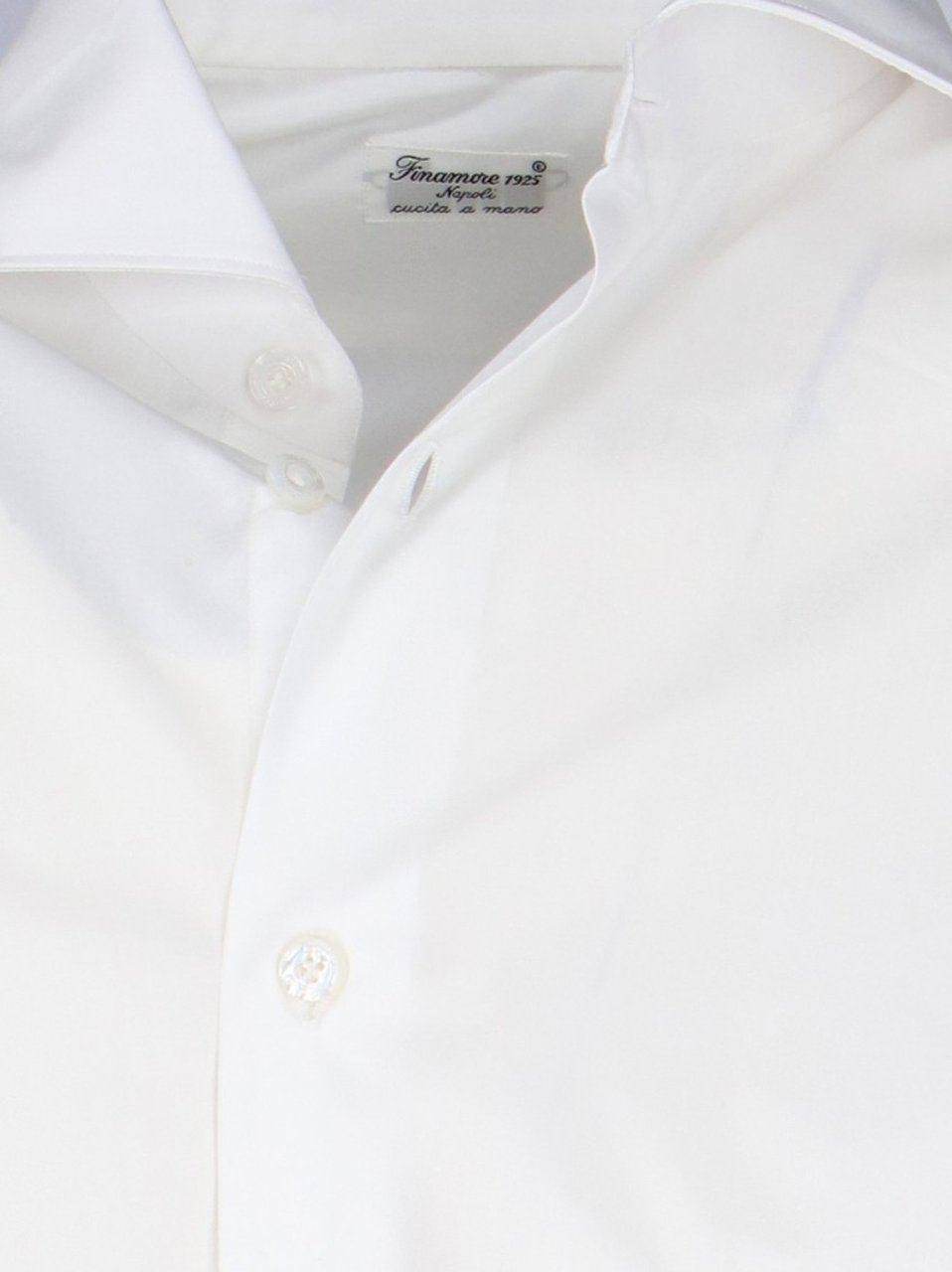 Finamore 1925 Napoli Classic White Cotton Shirt With Traditional Collar Wit