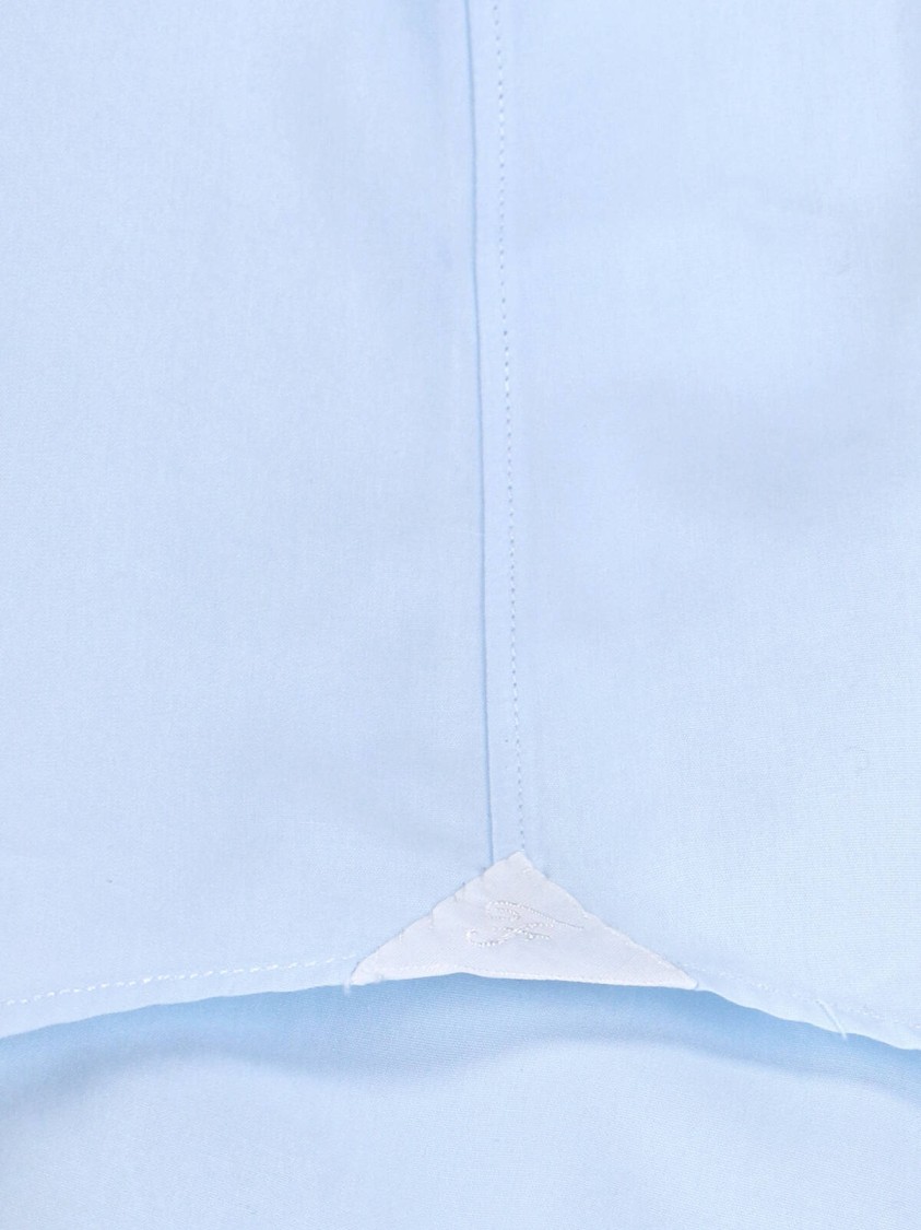 Finamore 1925 Napoli "Milano" Shirt, In Light Blue Cotton, Classic Collar Blauw