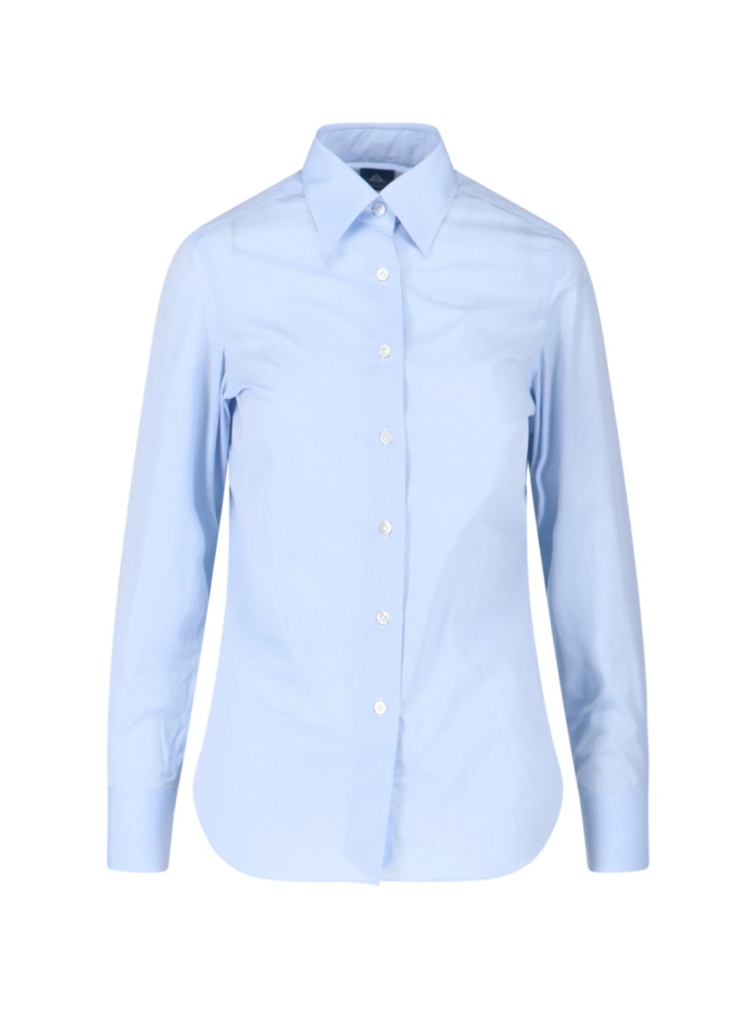 Finamore 1925 Napoli Classic Cotton Shirt – Light Blue Blauw