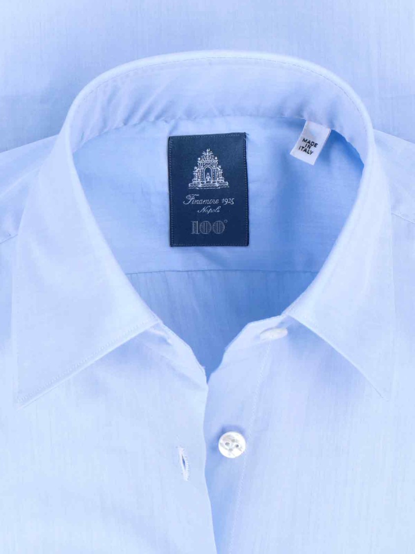 Finamore 1925 Napoli Classic Cotton Shirt – Light Blue Blauw