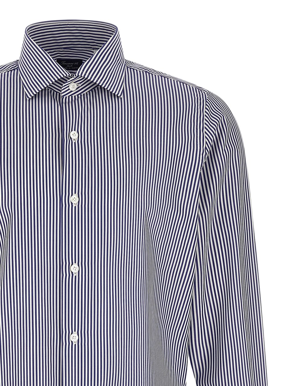 Finamore 1925 Napoli Vertical Striped Cotton Shirt Grijs