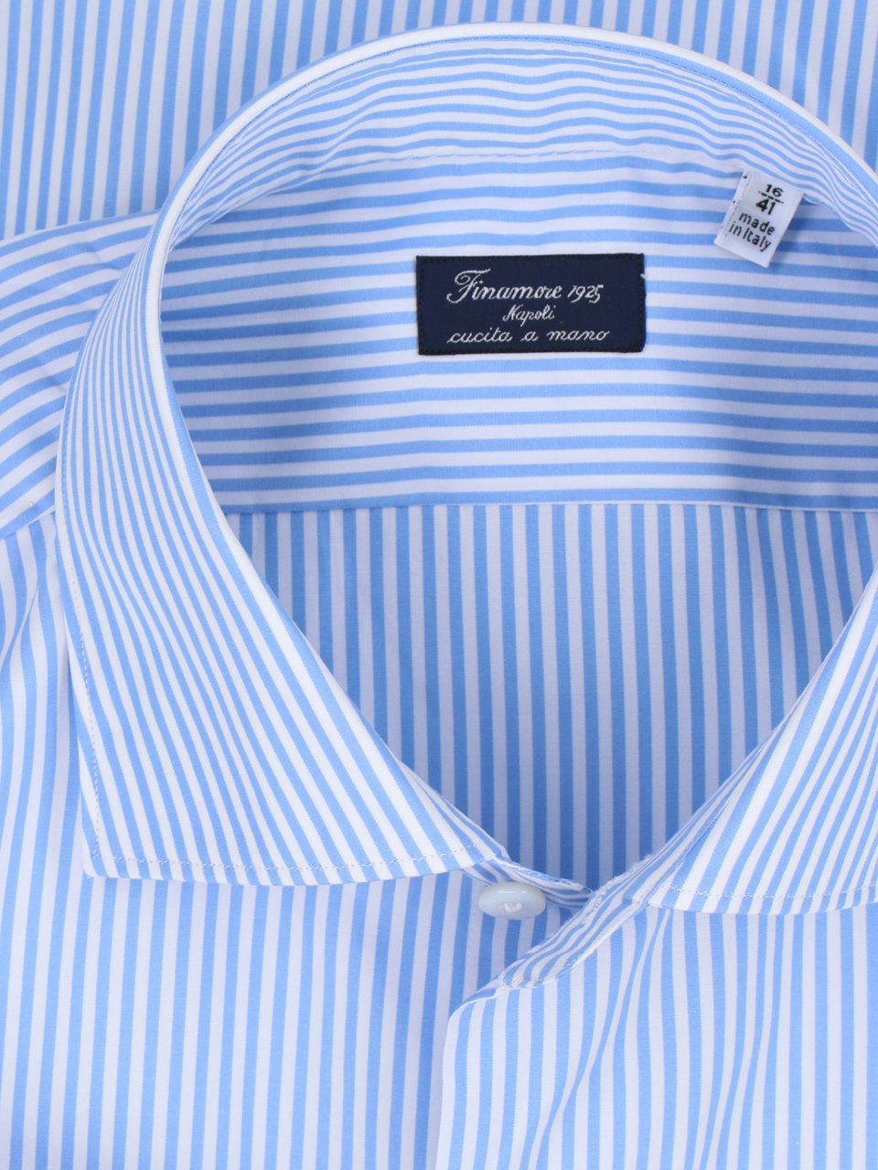 Finamore 1925 Napoli Long-Sleeve Light Blue Stripe Formal Shirt Blauw