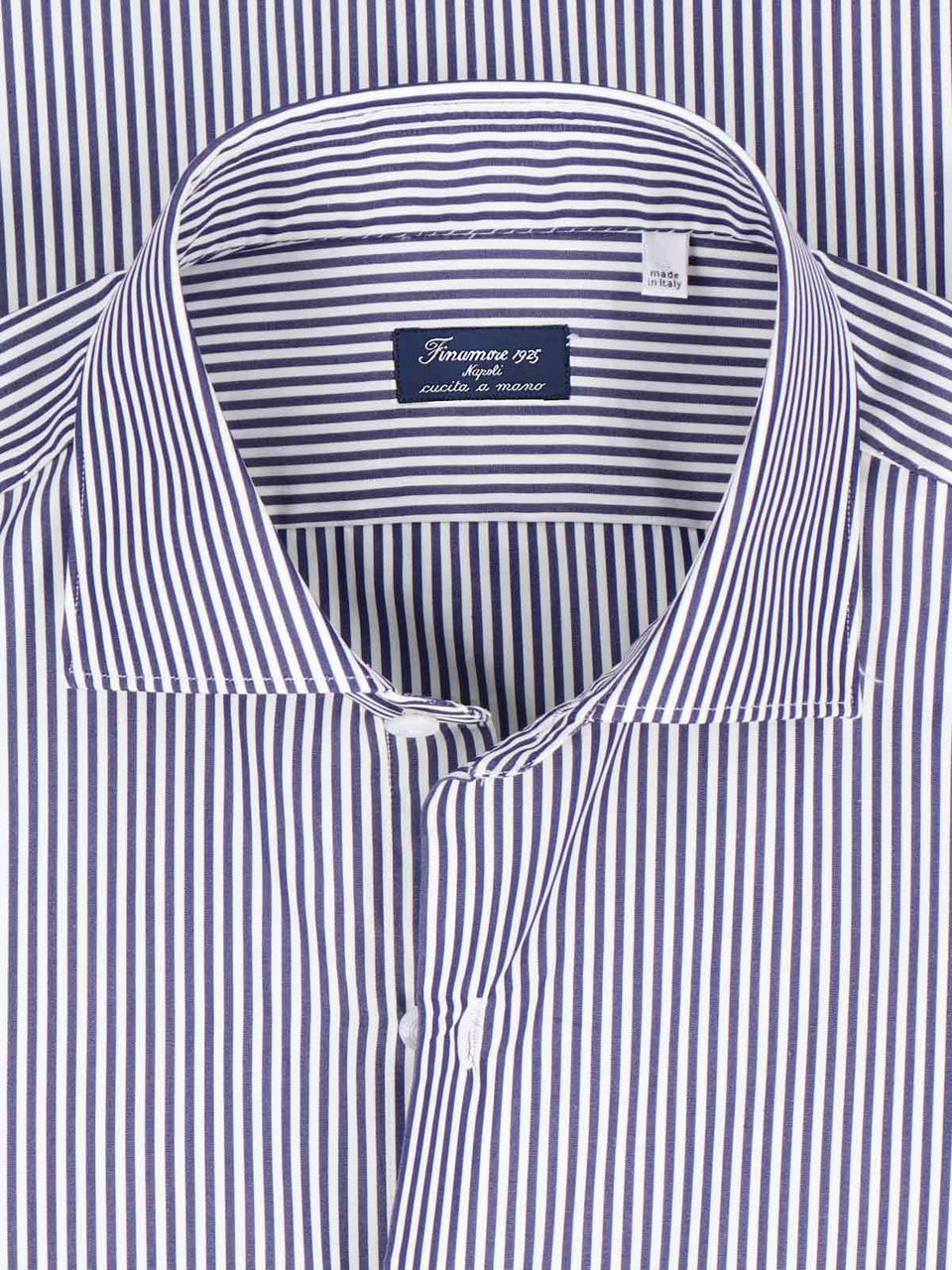 Finamore 1925 Napoli Vertical Striped Finamore 1925 Cotton Shirt Blauw