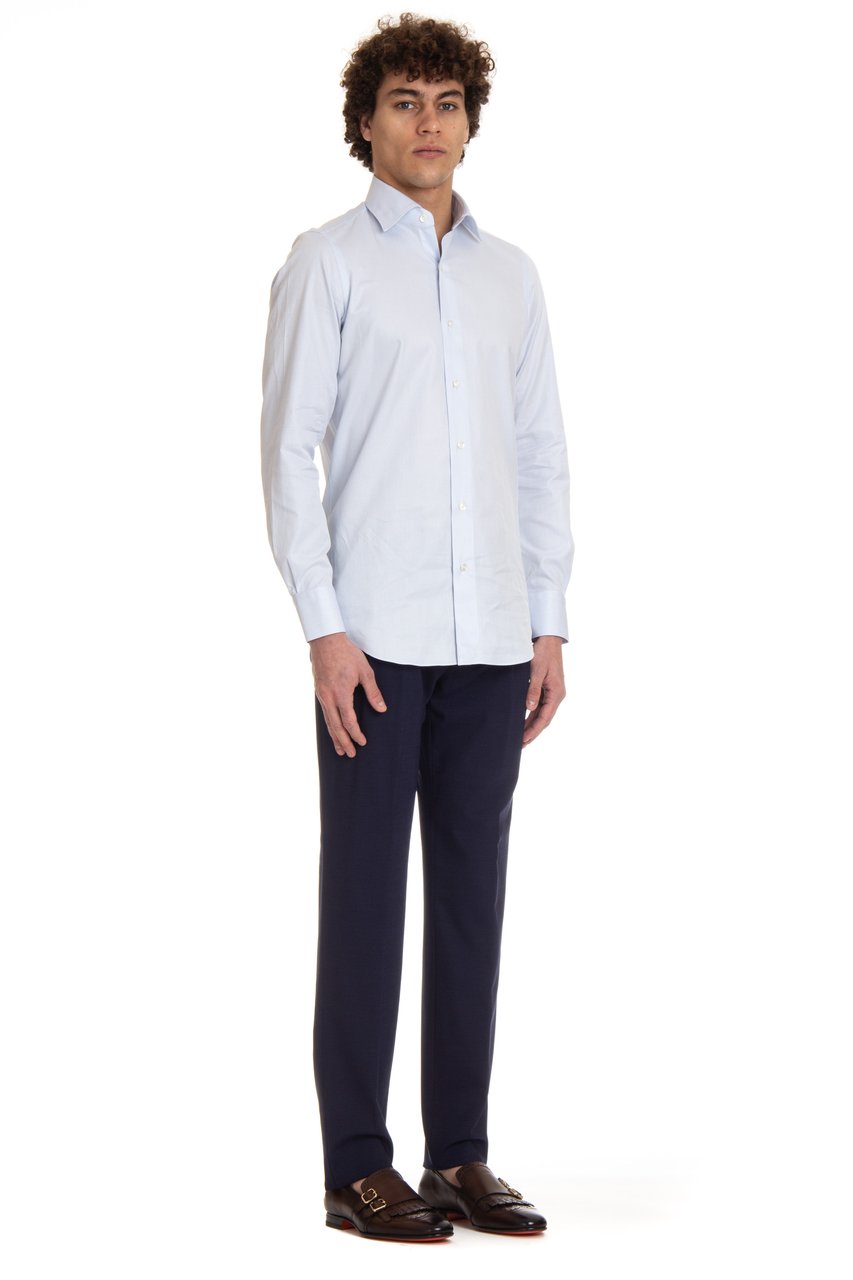 Finamore 1925 Napoli Textured Cotton Tailored Shirt Milano Line Wit