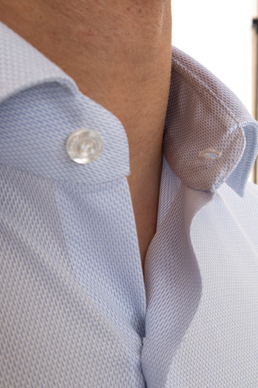 Finamore 1925 Napoli Textured Cotton Tailored Shirt Milano Line Wit