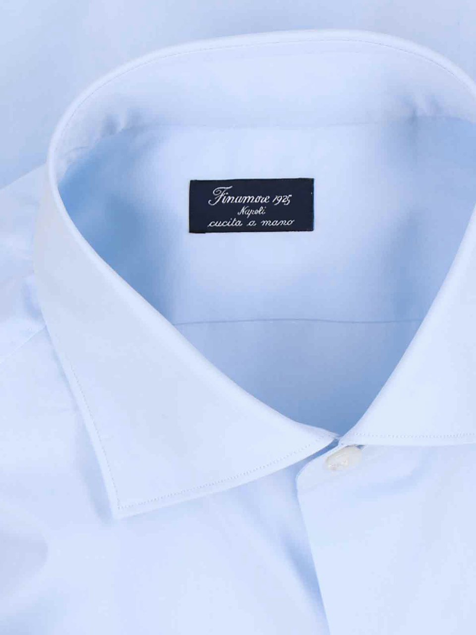 Finamore 1925 Napoli Classic Long-Sleeve Finamore 1925 Shirt In Smooth Cotton Blauw