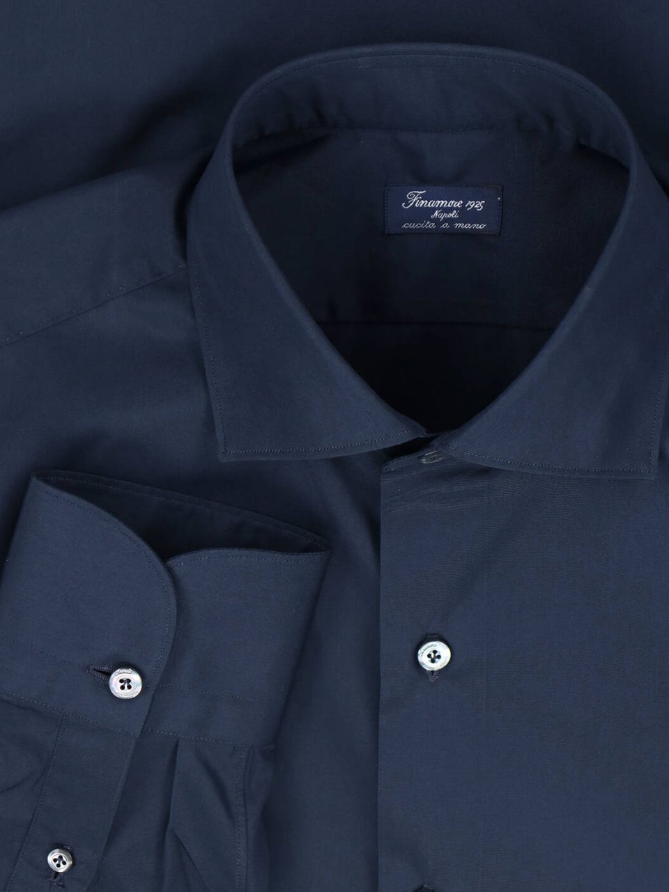 Finamore 1925 Napoli Tailored White Shirt With Button-Down Front And Pointed Collar Blauw