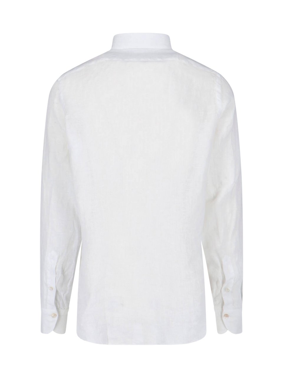 Finamore 1925 Napoli White Gaeta Traditional Collar Linen Shirt Wit