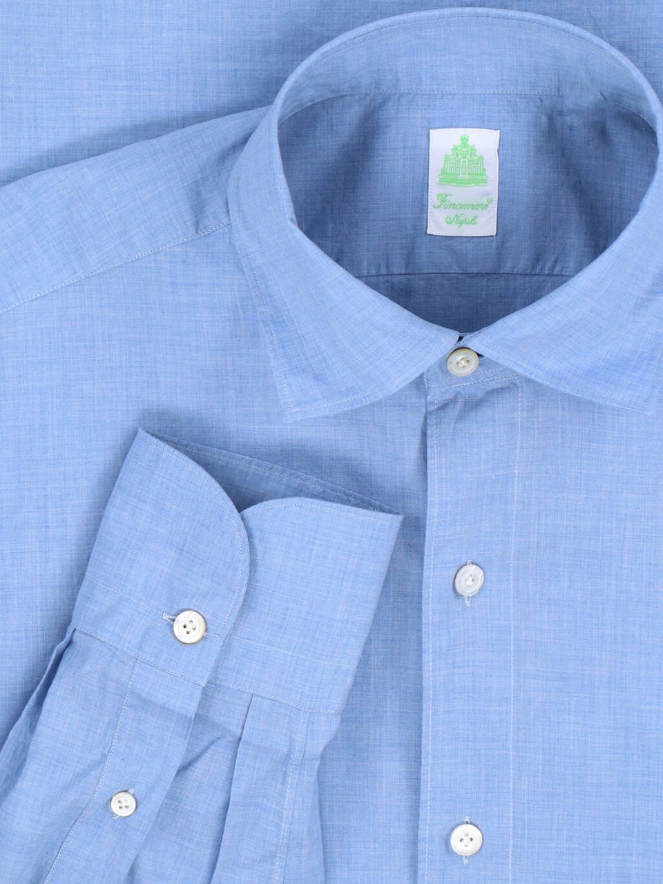 Finamore 1925 Napoli Light Blue Gaeta Tailored Linen Shirt Blauw