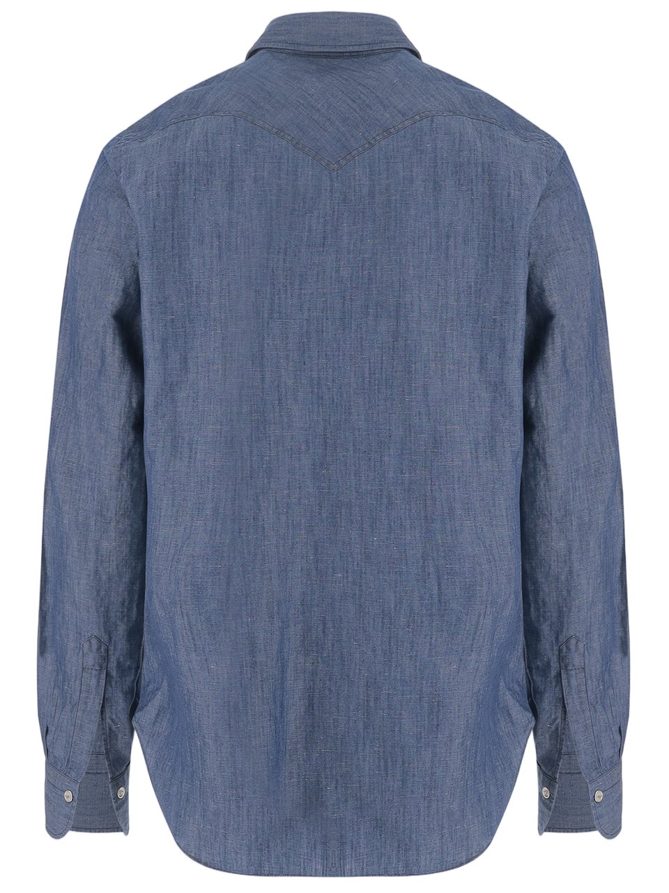 Finamore 1925 Napoli Dark Denim Cotton and Linen Shirt Blauw