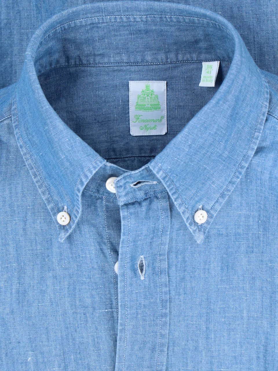 Finamore 1925 Napoli Light Blue Zurigo Cotton Linen Shirt Blauw