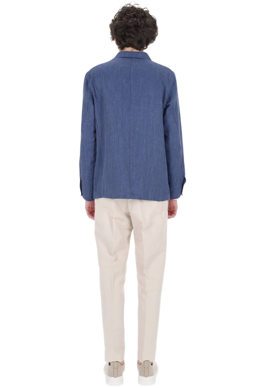 Finamore 1925 Napoli Frans Wool-Linen Tailored Blazer Blauw