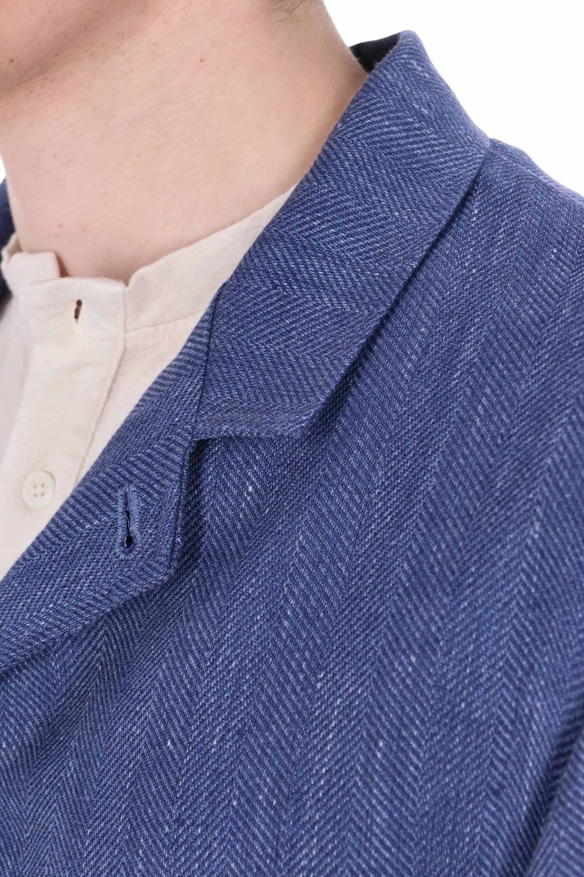 Finamore 1925 Napoli Frans Wool-Linen Tailored Blazer Blauw