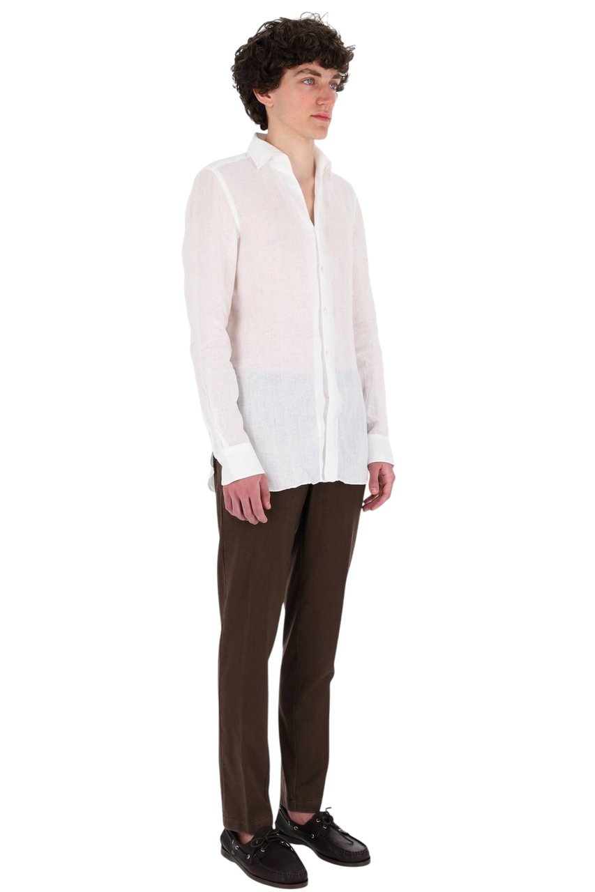 Finamore 1925 Napoli Gaeta Ustica Collar Linen Casual Shirt Paars