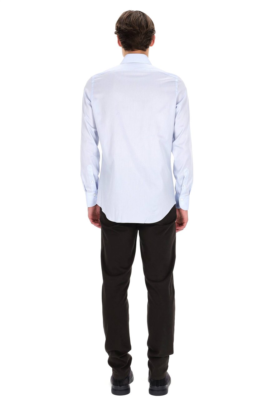 Finamore 1925 Napoli Traveller Tailored Shirt in Royal Oxford Linea Milano Wit