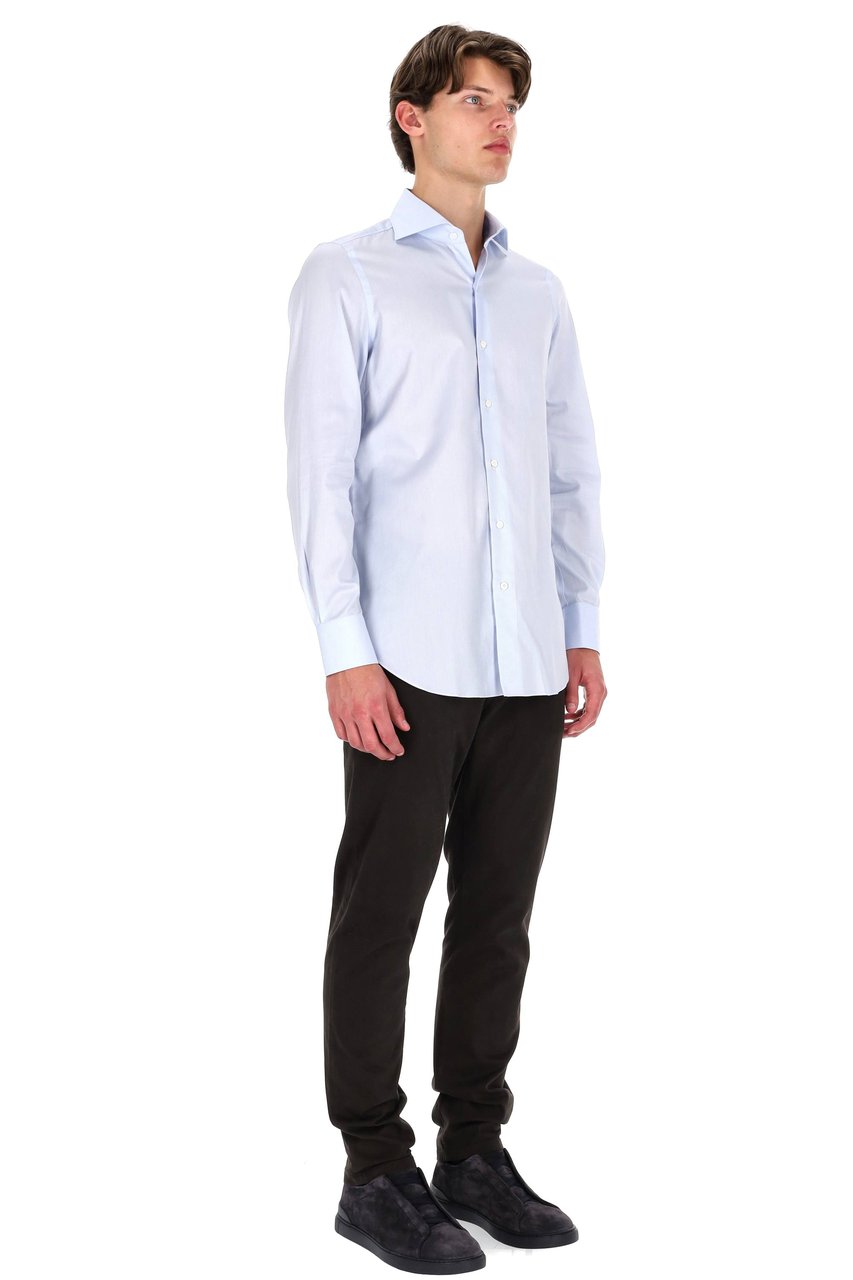 Finamore 1925 Napoli Traveller Tailored Shirt in Royal Oxford Linea Milano Wit
