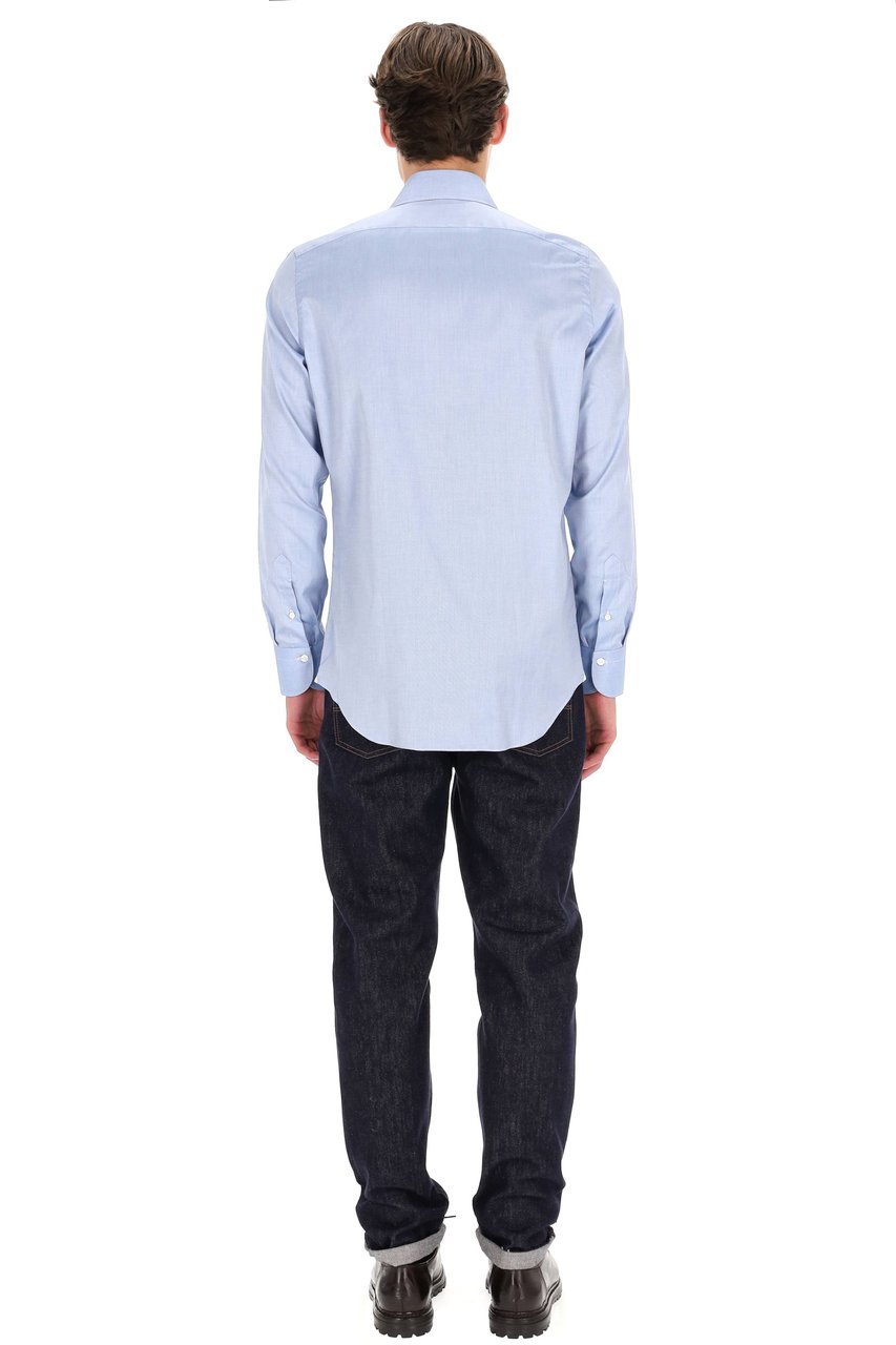 Finamore 1925 Napoli Traveller Tailored Shirt in Royal Oxford Linea Milano Blauw