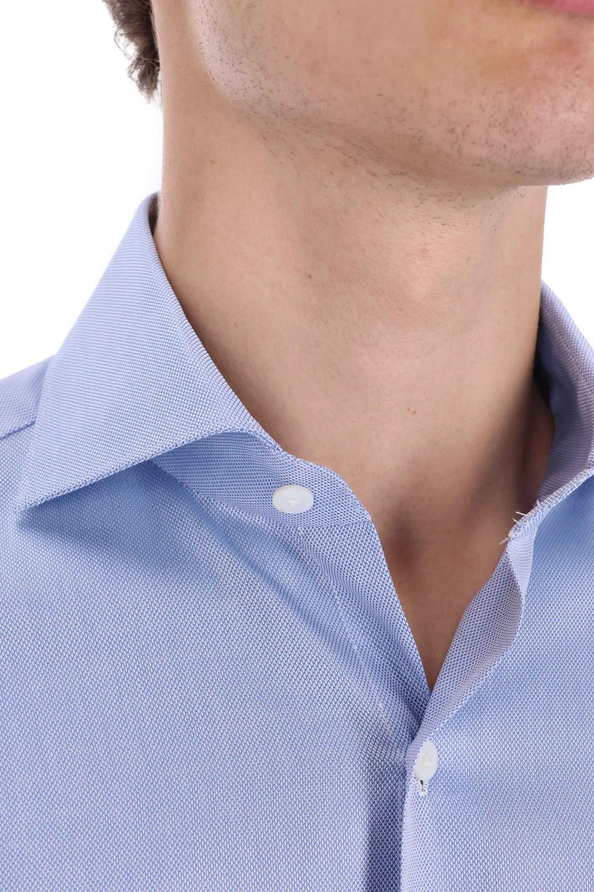 Finamore 1925 Napoli Traveller Tailored Shirt in Royal Oxford Linea Milano Blauw