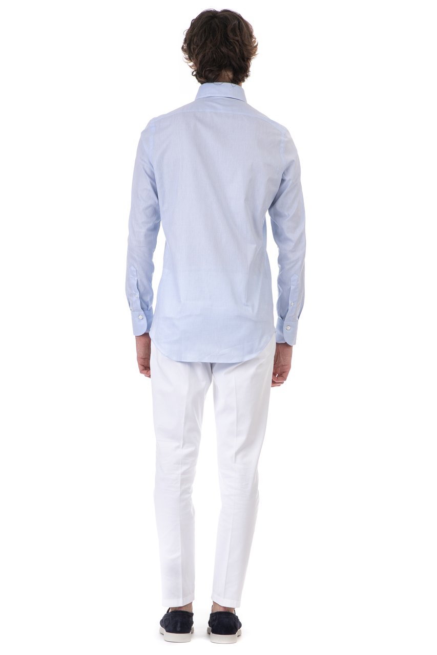 Finamore 1925 Napoli Ustica Collar Cotton Tailored Shirt Wit