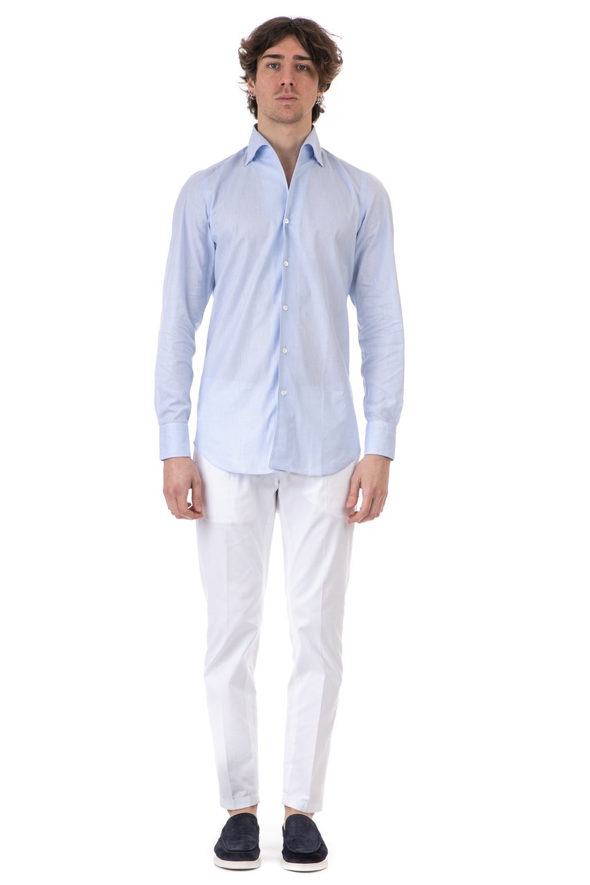 Finamore 1925 Napoli Ustica Collar Cotton Tailored Shirt Wit