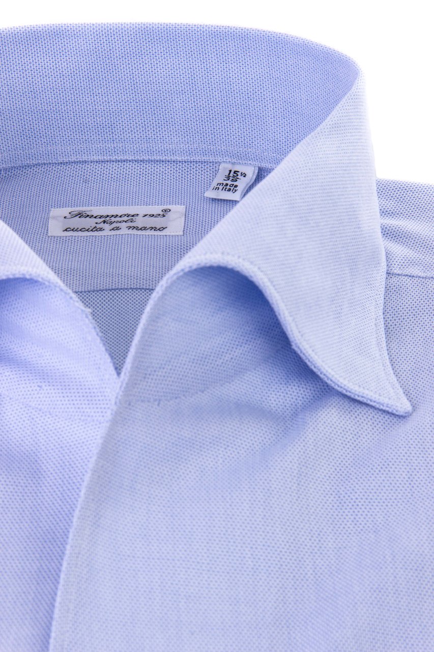 Finamore 1925 Napoli Ustica Collar Cotton Tailored Shirt Wit