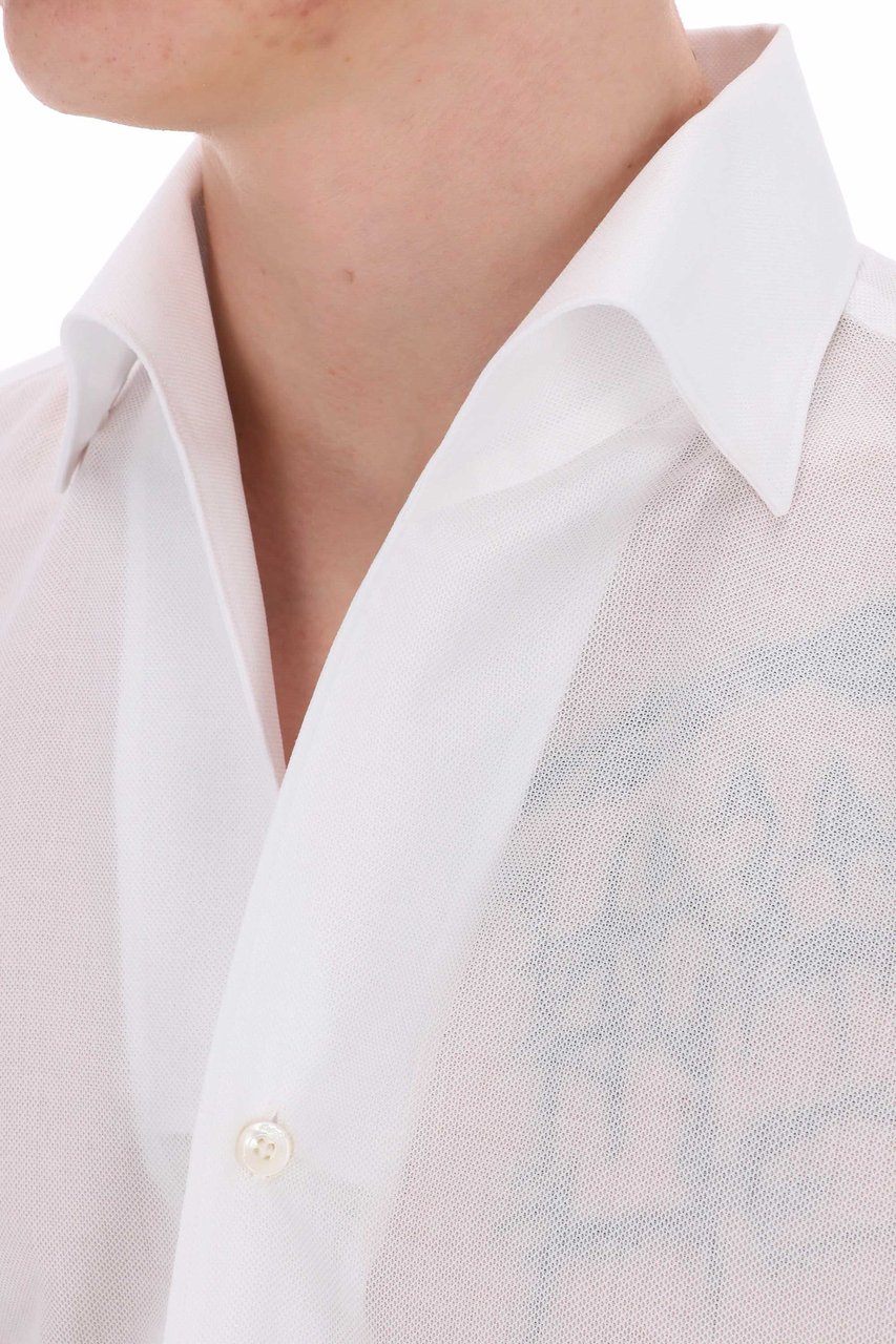 Finamore 1925 Napoli Ustica Collar Cotton Tailored Shirt Wit