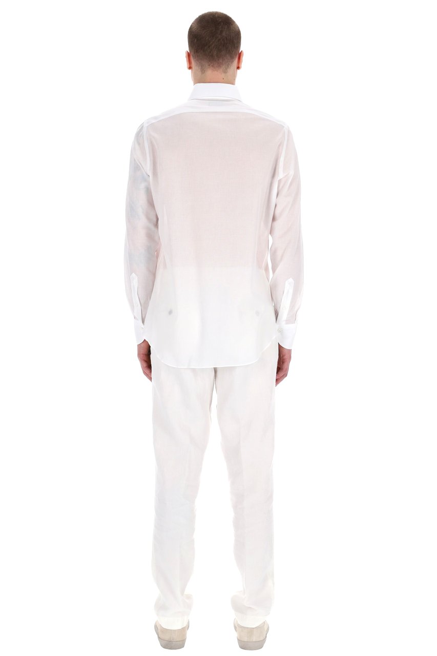 Finamore 1925 Napoli Ustica Collar Cotton Tailored Shirt Wit