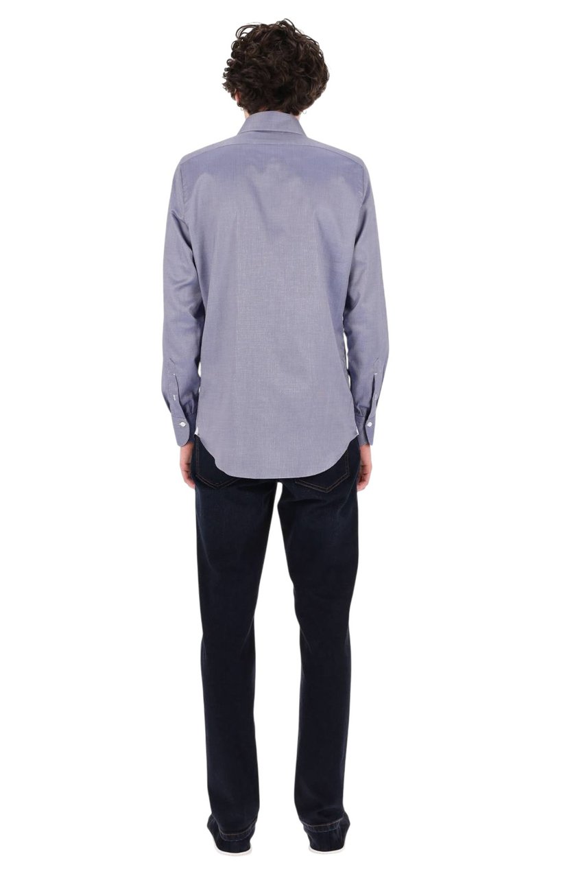 Finamore 1925 Napoli Milano Royal Oxford Cotton Shirt Blauw