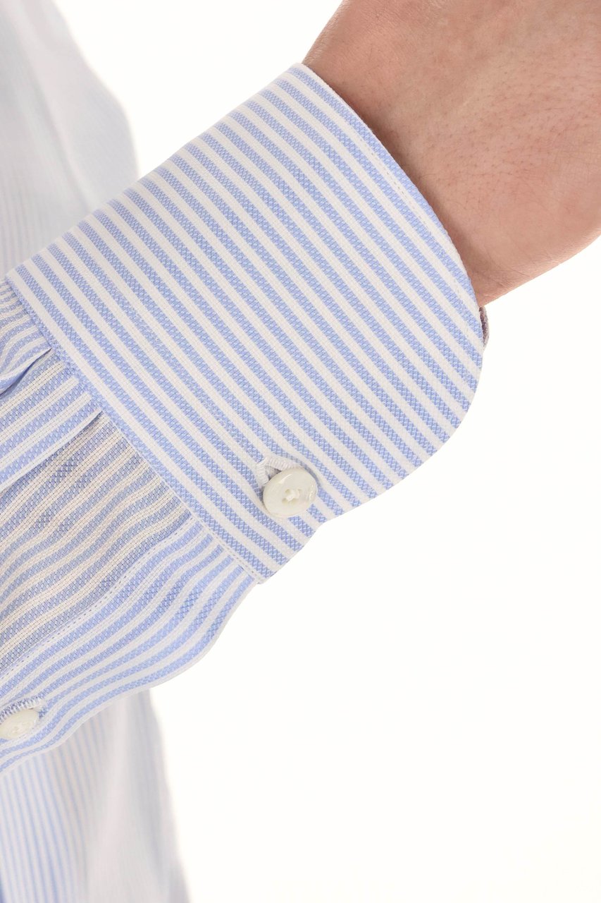 Finamore 1925 Napoli Milano Line Tailored Stripe Shirt Wit